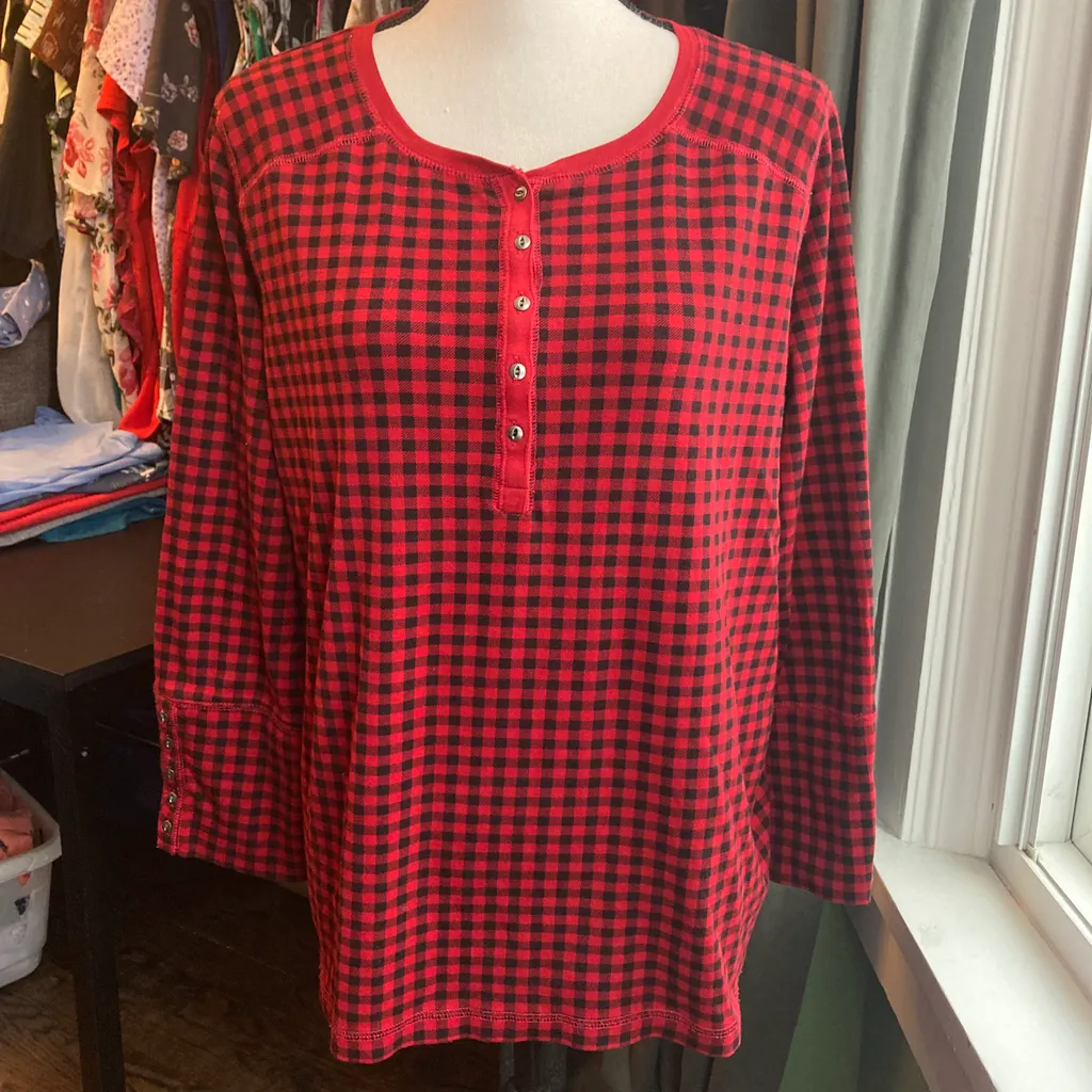 Chaps plaid pajama long sleeve top size XL photo 1