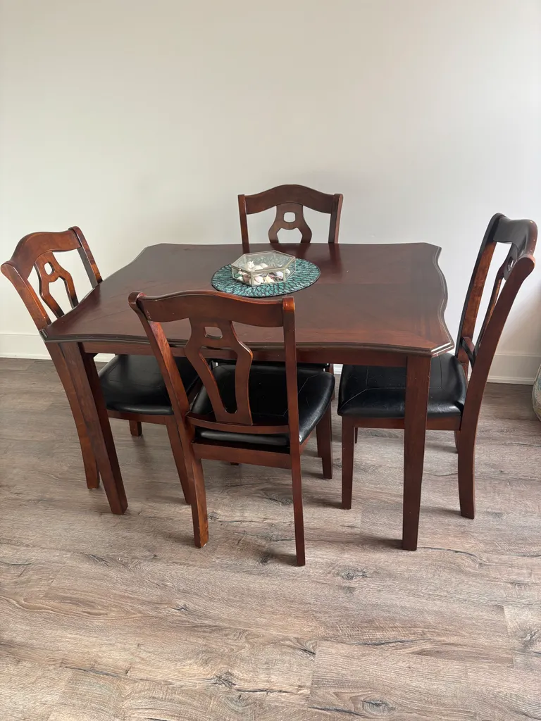 Five Piece Wood & Leather Dining Set! photo 1