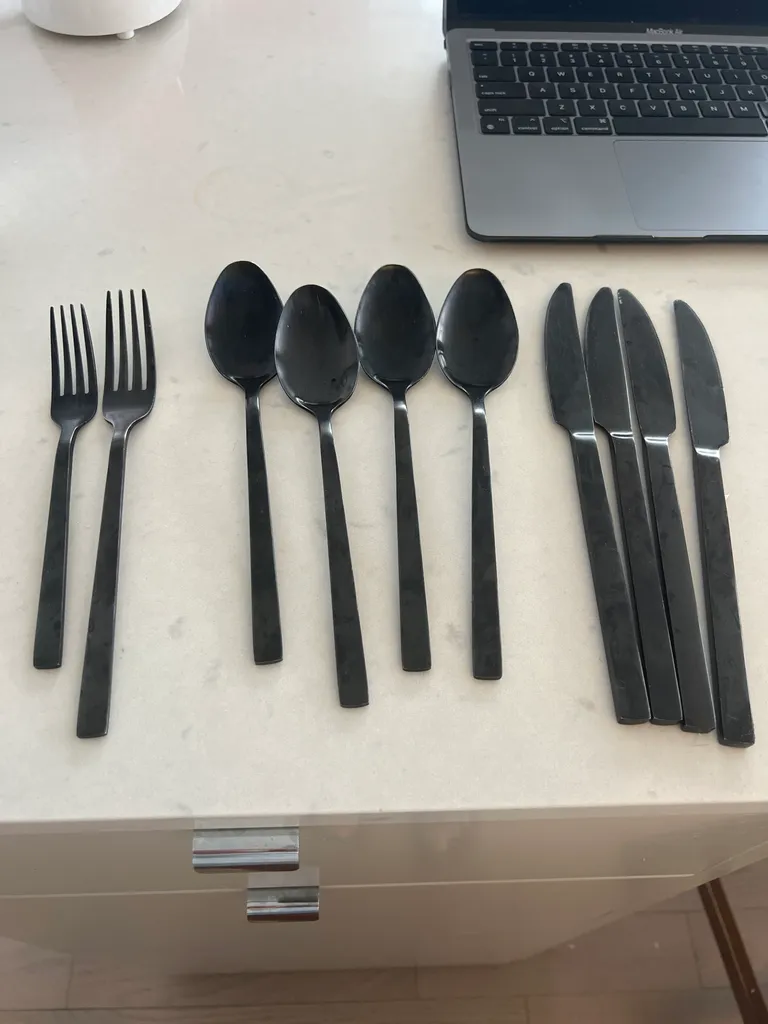 Black metal cutlery  photo 1