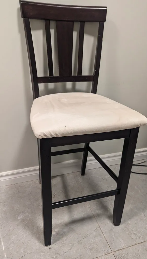 Dark Wood High Top Chair with Cream Seat photo 1