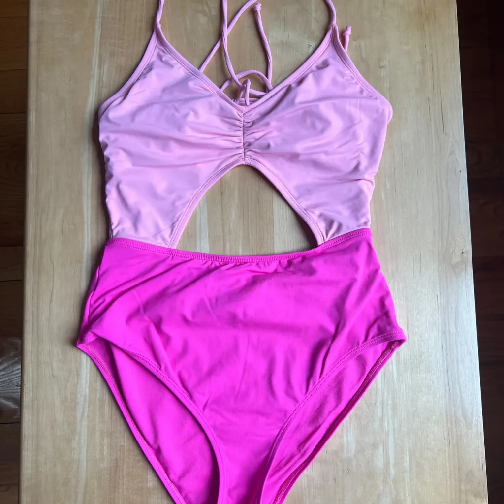 Two Tone Pink Swimsuit, Medium photo 1