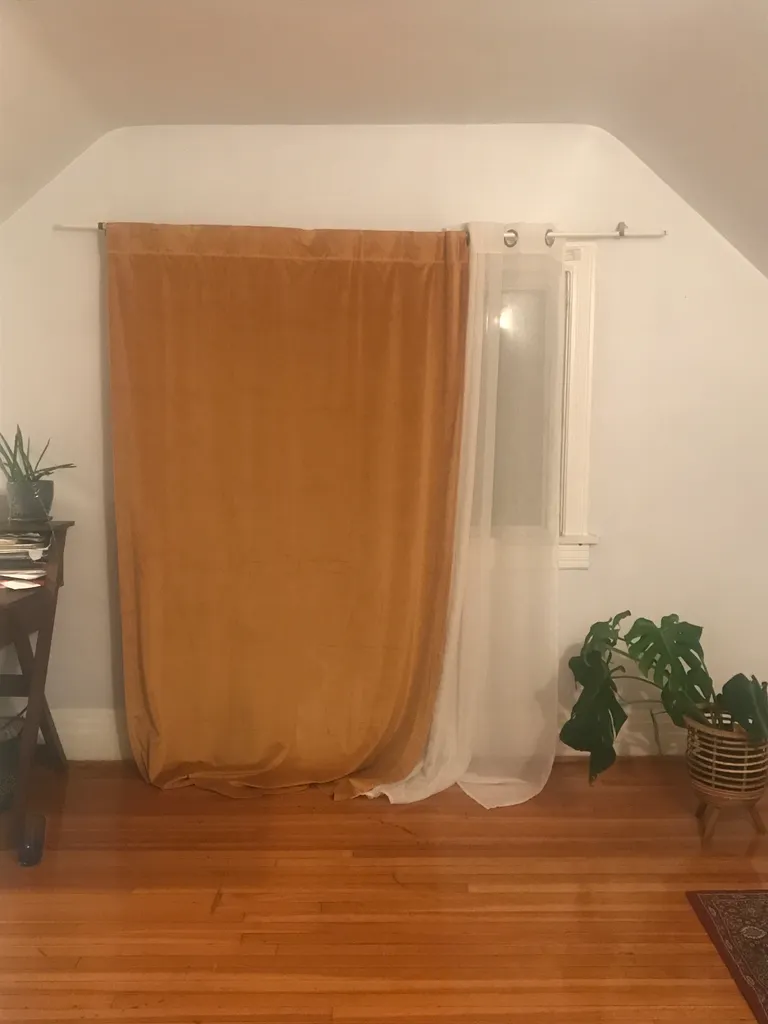 Orange velvet curtain photo 1