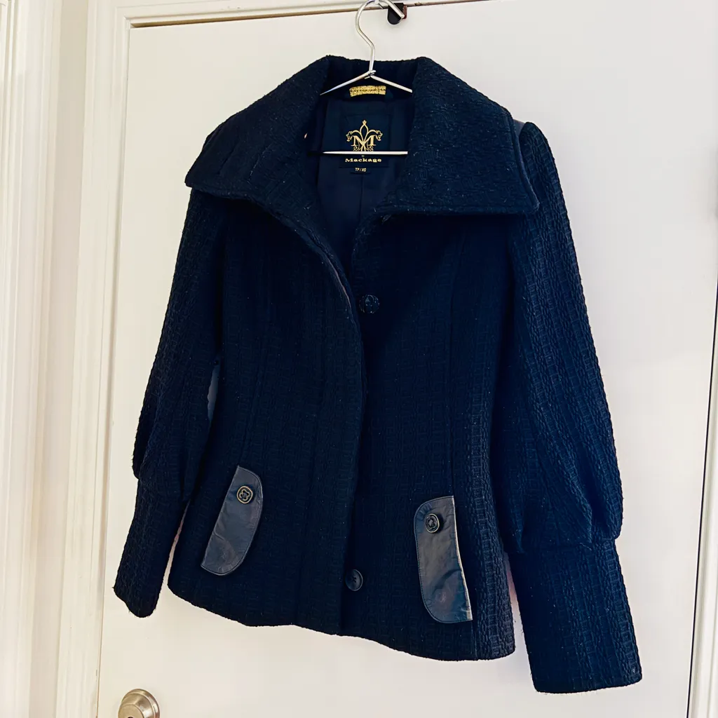 Mackage Black Virgin Wool and Leather Jacket photo 1