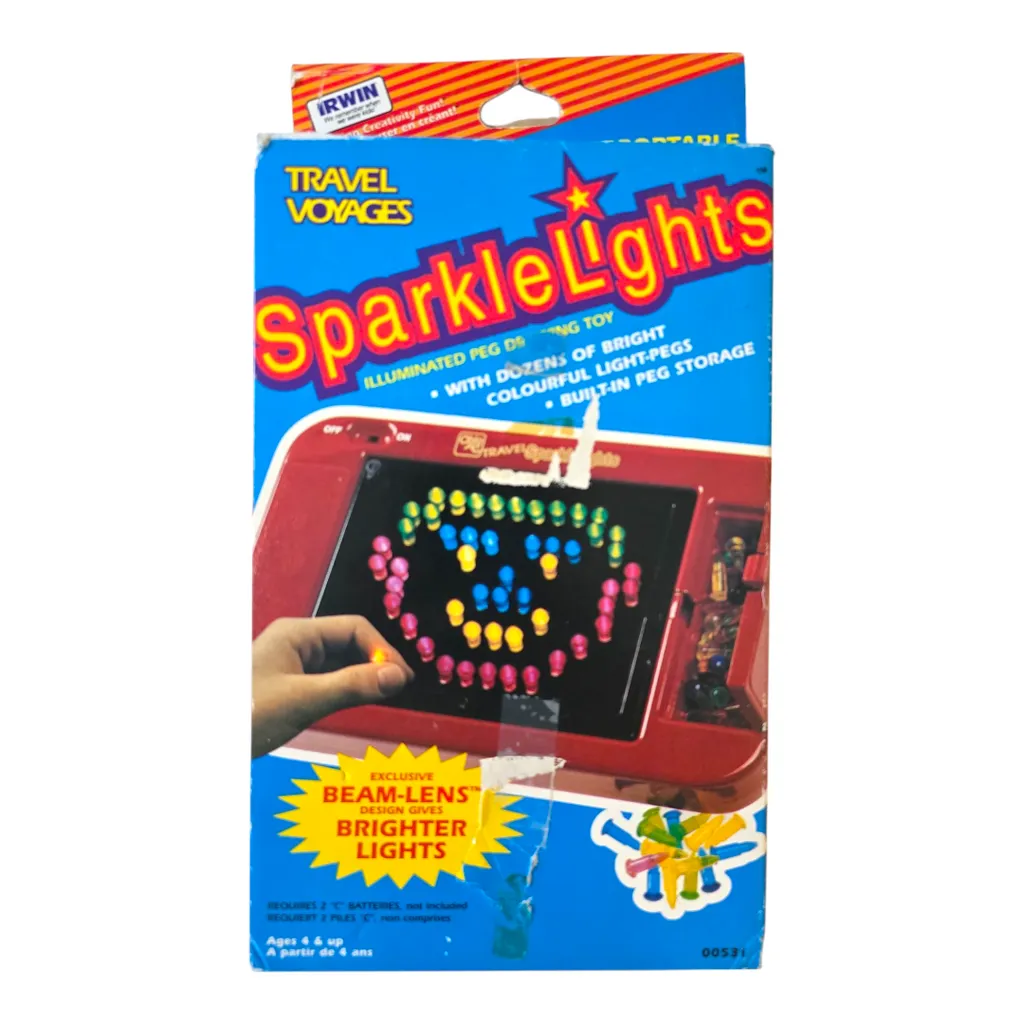 Vintage Sparkle Lights Up Illuminated Peg Drawing Toy Car Travel photo 1