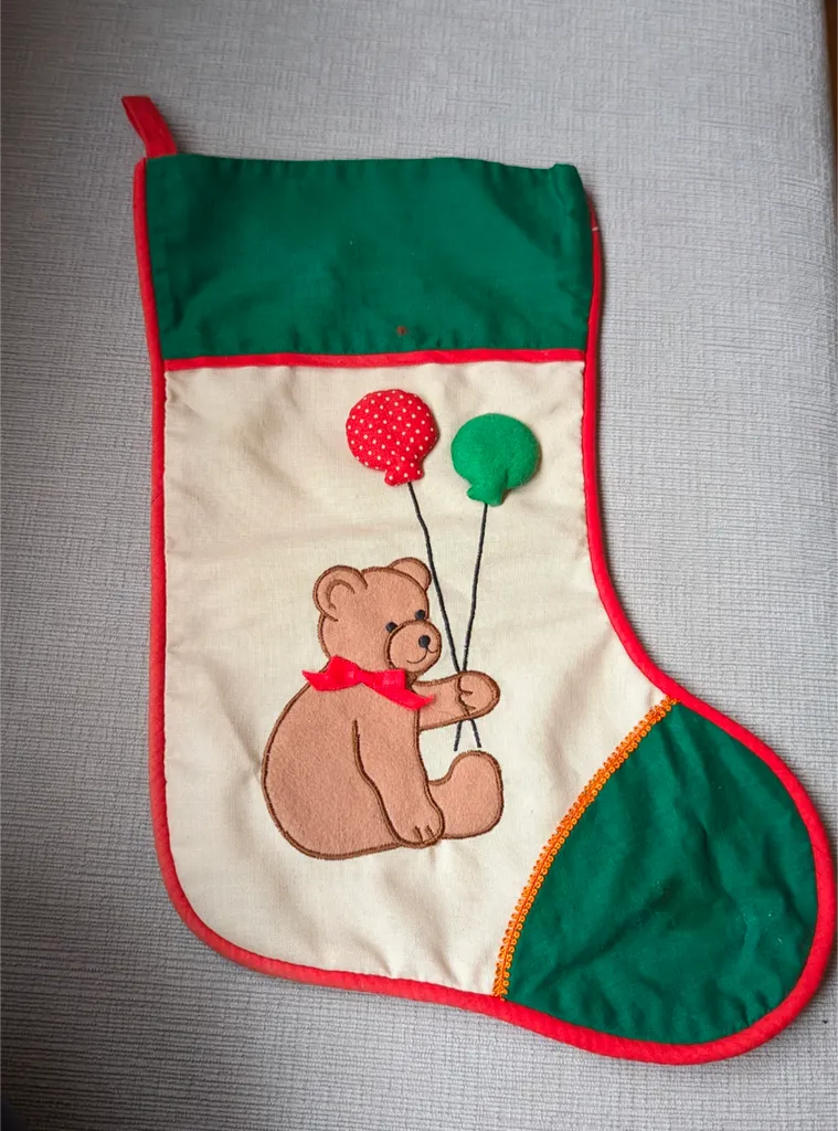 Handmade Teddy Bear Christmas Stocking photo 1