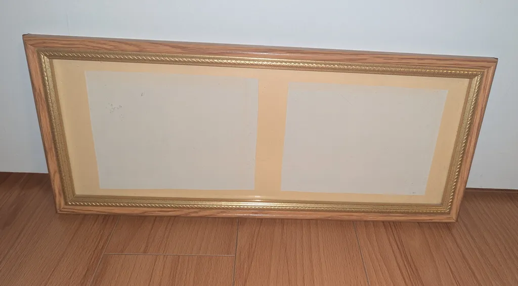 Double Photo Frame - Oak Finish  photo 1