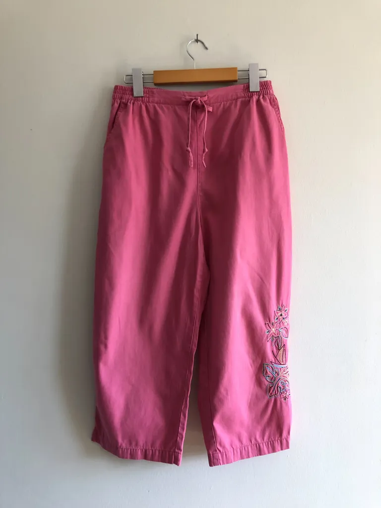Vintage capris pants with floral stitch work  photo 1