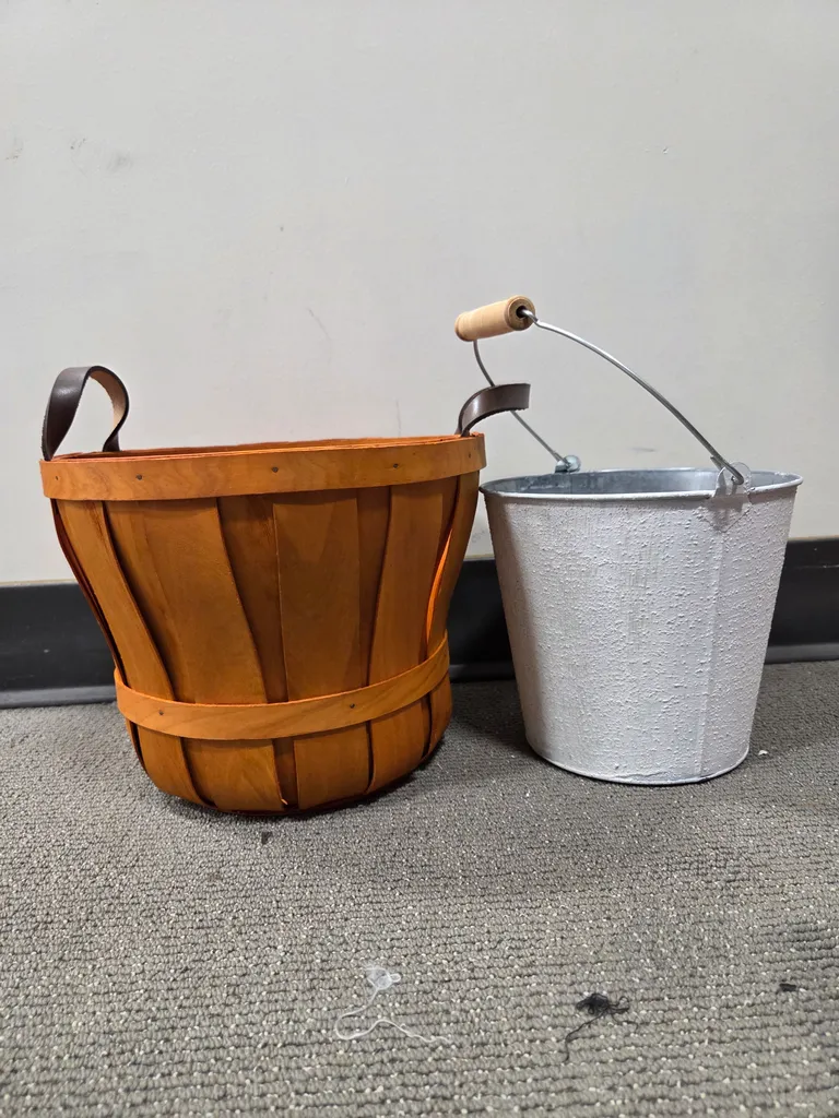 A bucket and a basket photo 1