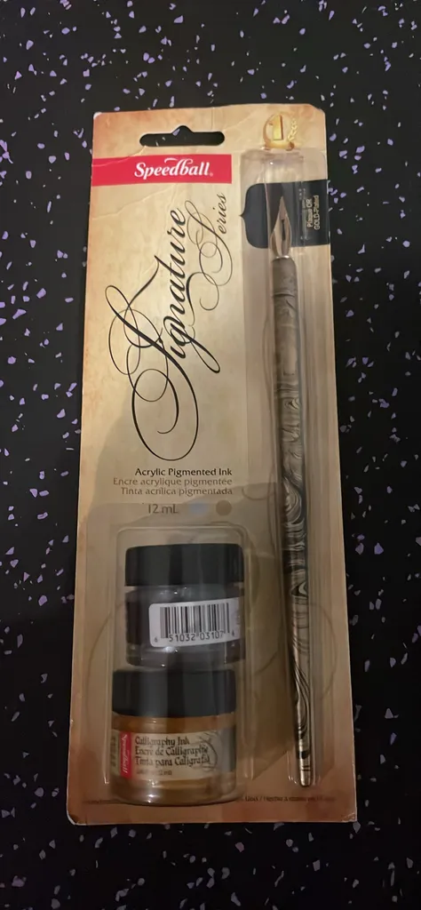 🎁 Calligraphy pen gold-plated with acrylic pigmented ink photo 1