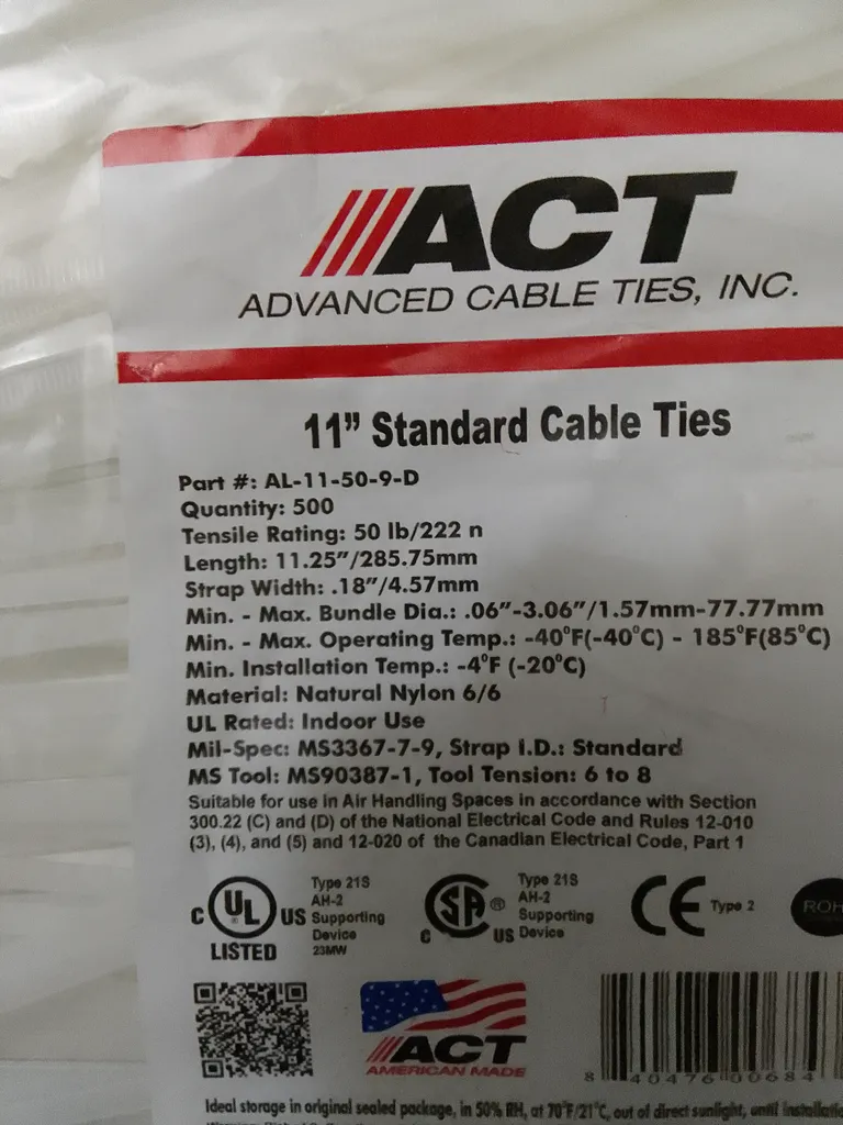 (3) Packs 11" Clear Cable / Zip Ties. 500 piece each.  photo 1