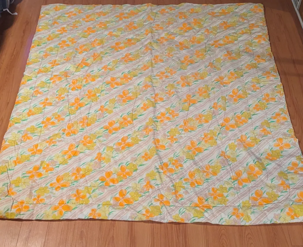 Floral Quilt - Orange, Yellow, White photo 1