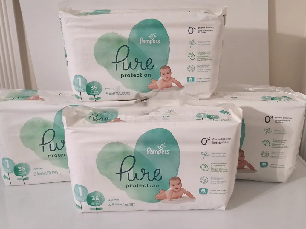 Size 1 Pampers Pure, BNIB.  photo 1