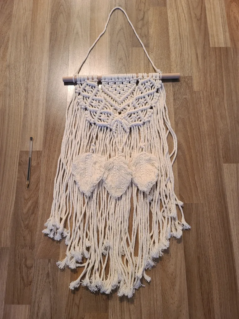 Macrame Wall Hanging with leaf detail photo 1
