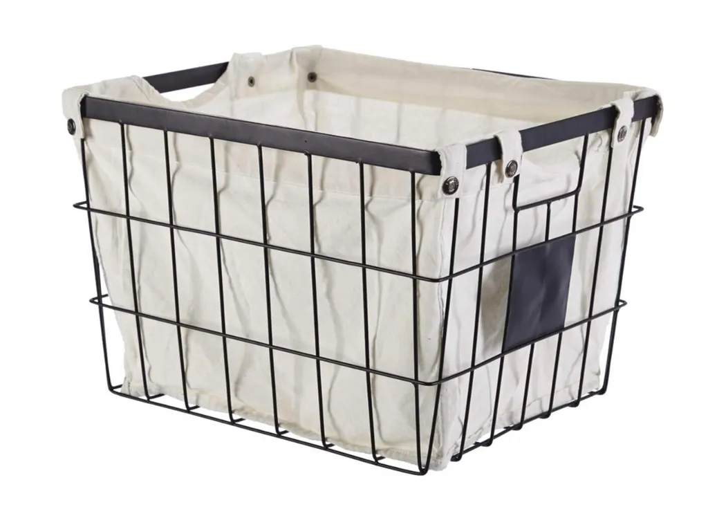 4 x large black metal basket with liner  photo 1