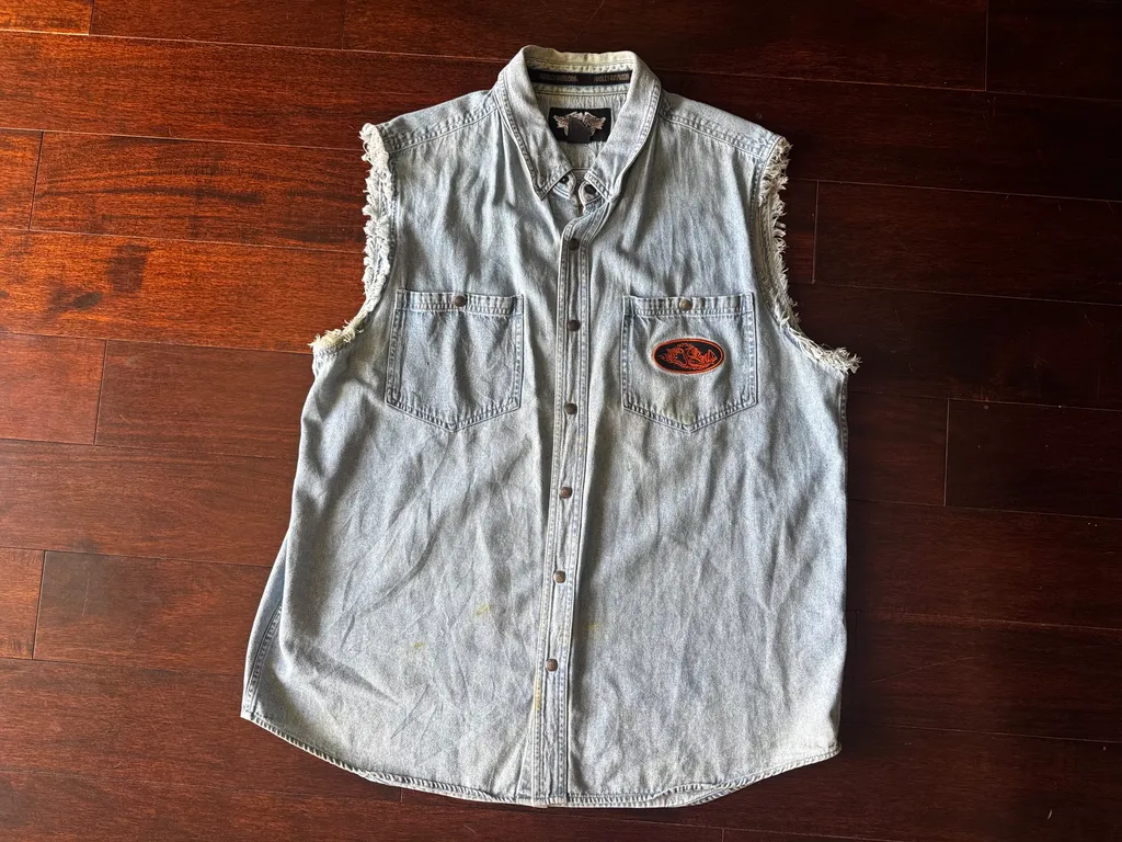 Vintage Harley Davidson Denim Cut Off / XL photo 1