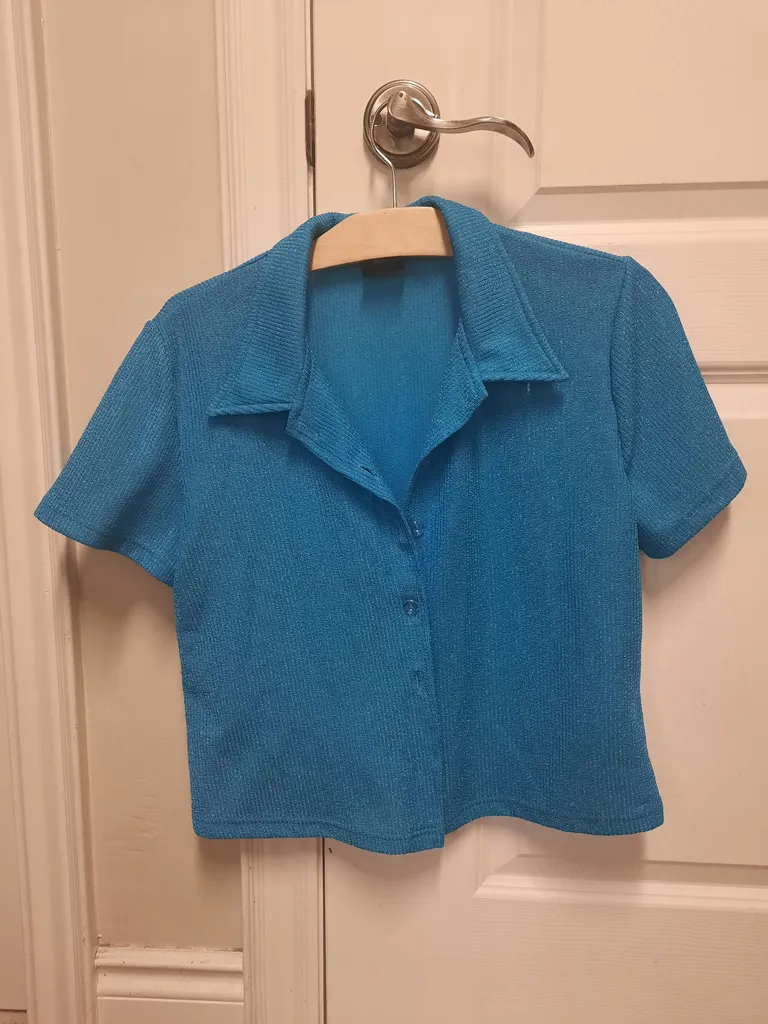 Vintage Blue Button Up Blouse photo 1
