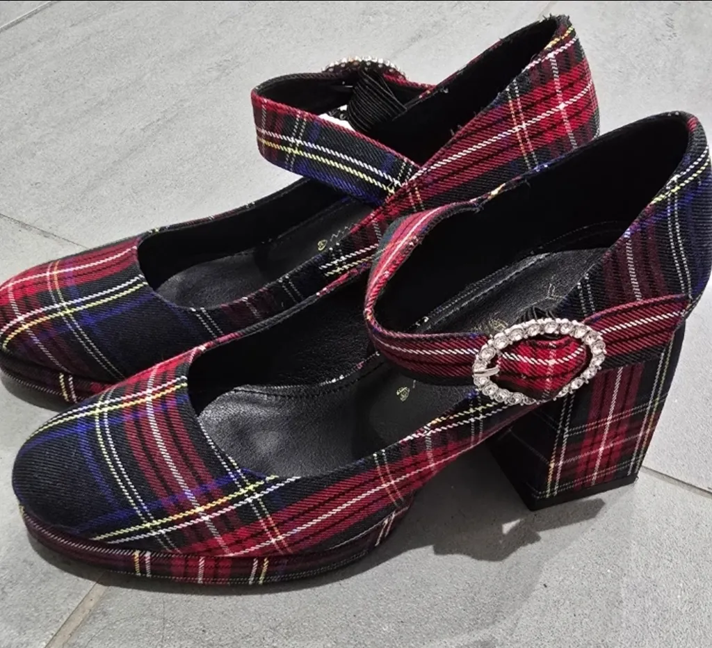 Plaid Mary Jane Heels photo 1