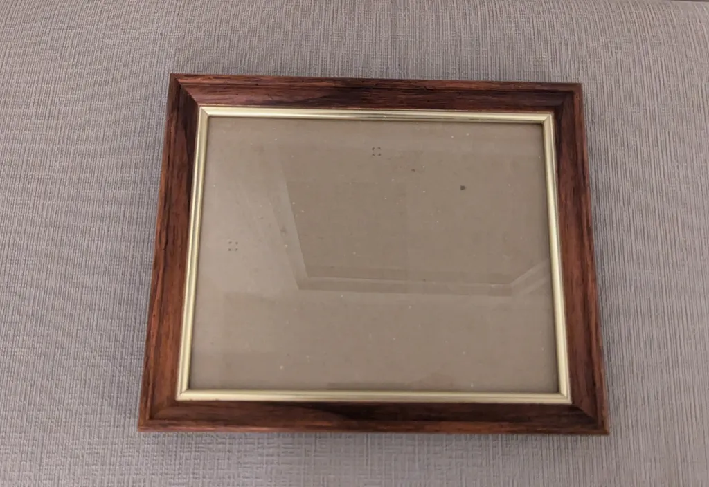 Vintage Dark Wood Picture Frame with Gold Inner Border photo 1