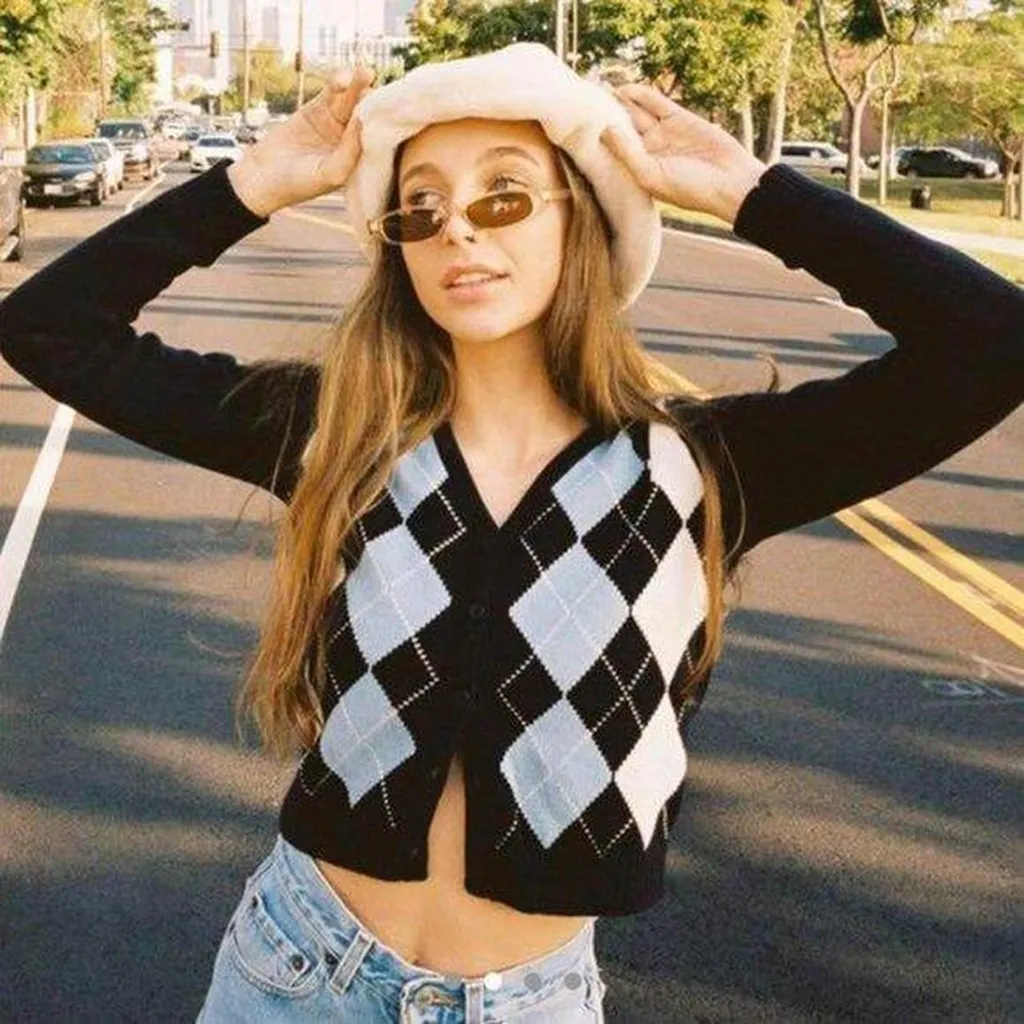 Blue argyle cardigan  photo 1