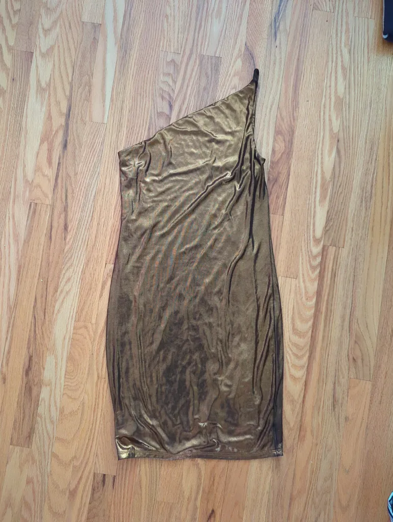 Gold One Shoulder Mini Dress photo 1