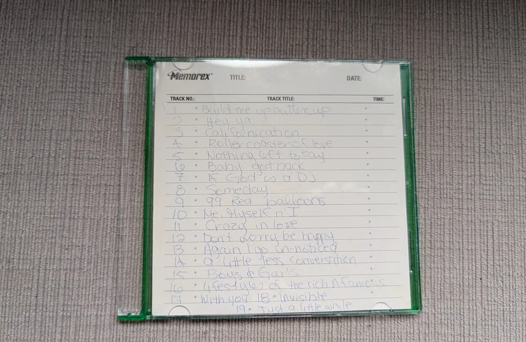 Memorex CD with Handwritten Tracklist photo 1