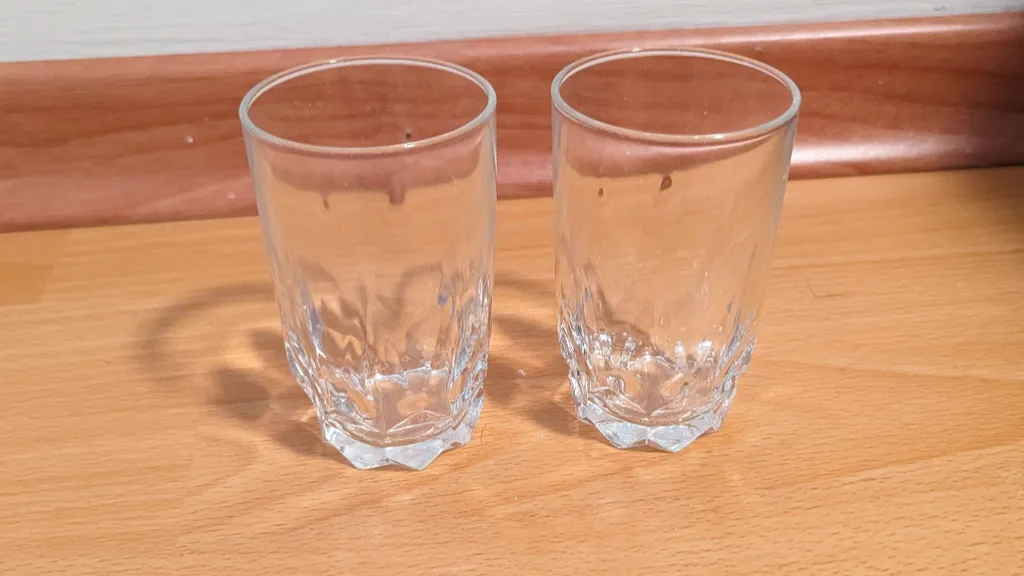 Two Clear Glass Drinking Glasses  photo 1