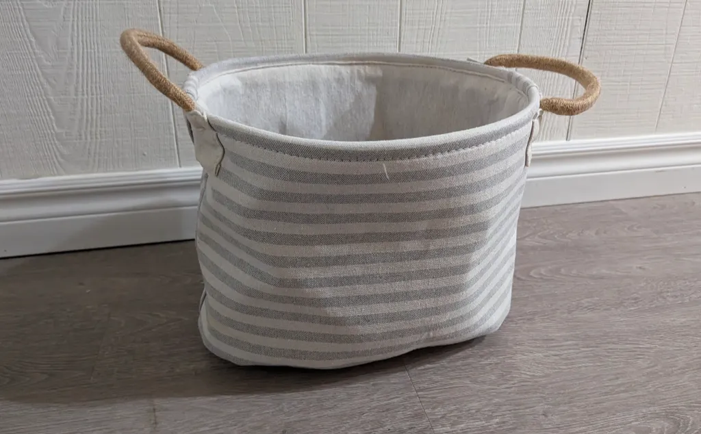 Striped Storage Basket with Rope Handles photo 1