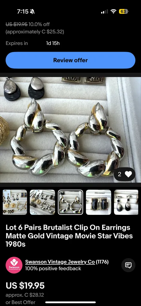 Vintage Big 80s earrings  photo 1