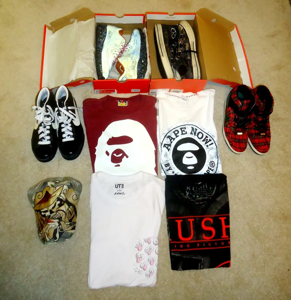 Nike, Bape, Ed Hardy, Kaws clothing  and shoes photo 1