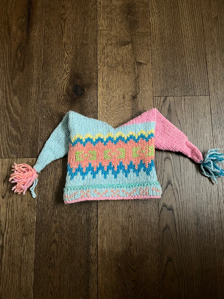 Hand-Knitted Pastel Colourblock Hat photo 1