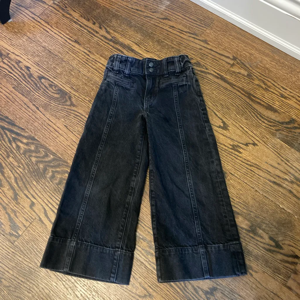 GAP GIRLS SIZE 6 BLACK WIDE LEG DENIM PANTS  photo 1