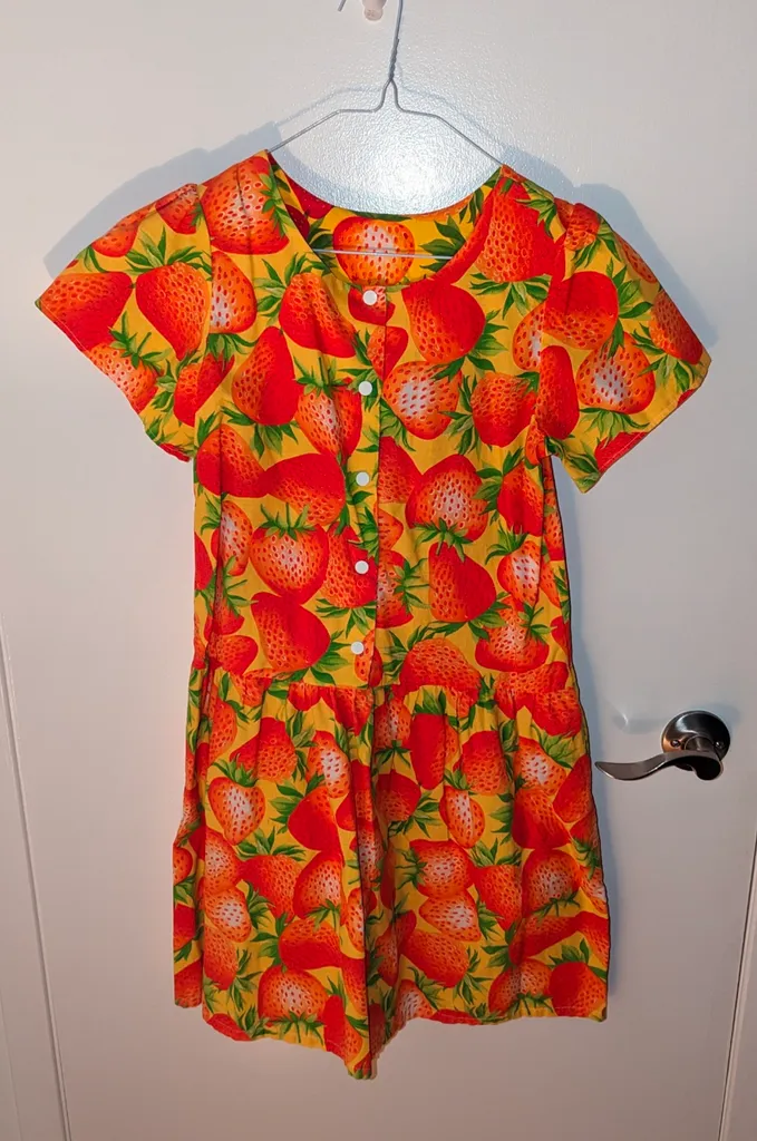 Strawberry Print Dress - Girls Size Large photo 1