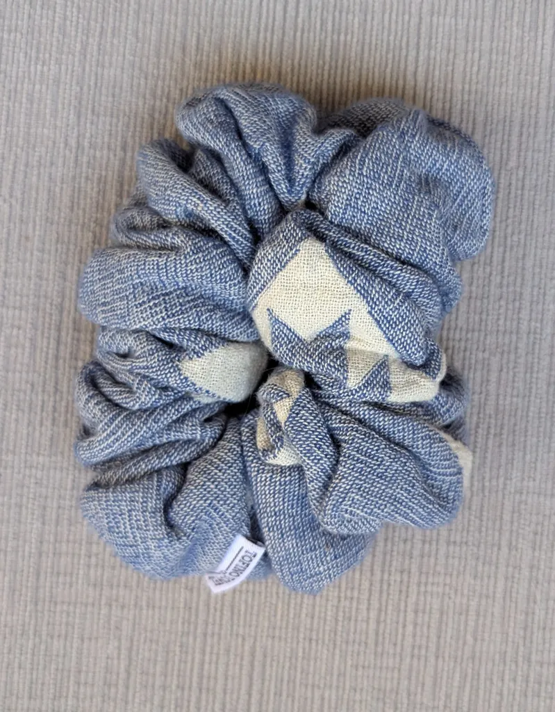 Brand New Blue and White Patterned Hair Scrunchie photo 1