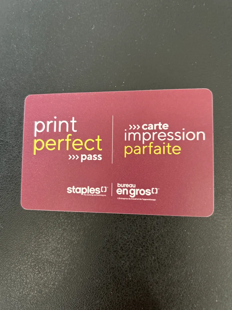 Staples printer card photo 1
