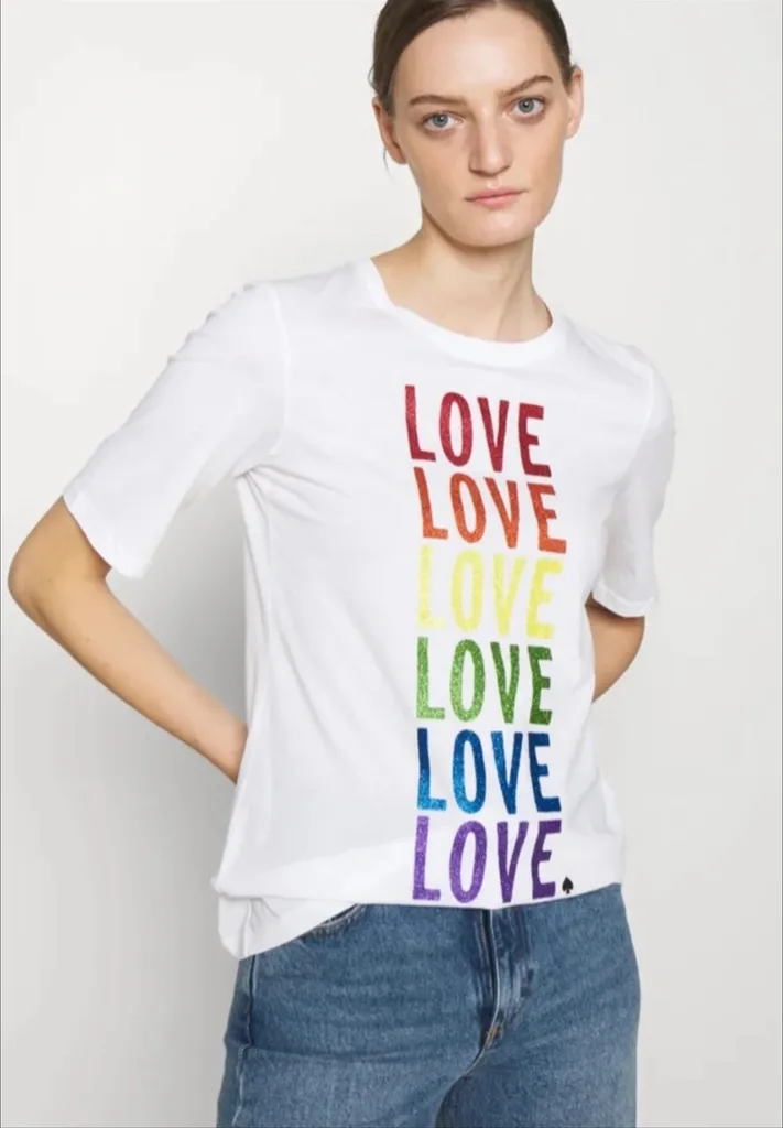 Kate Spade Pride Glitter Rainbow Love Cotton T-Shirt  photo 1