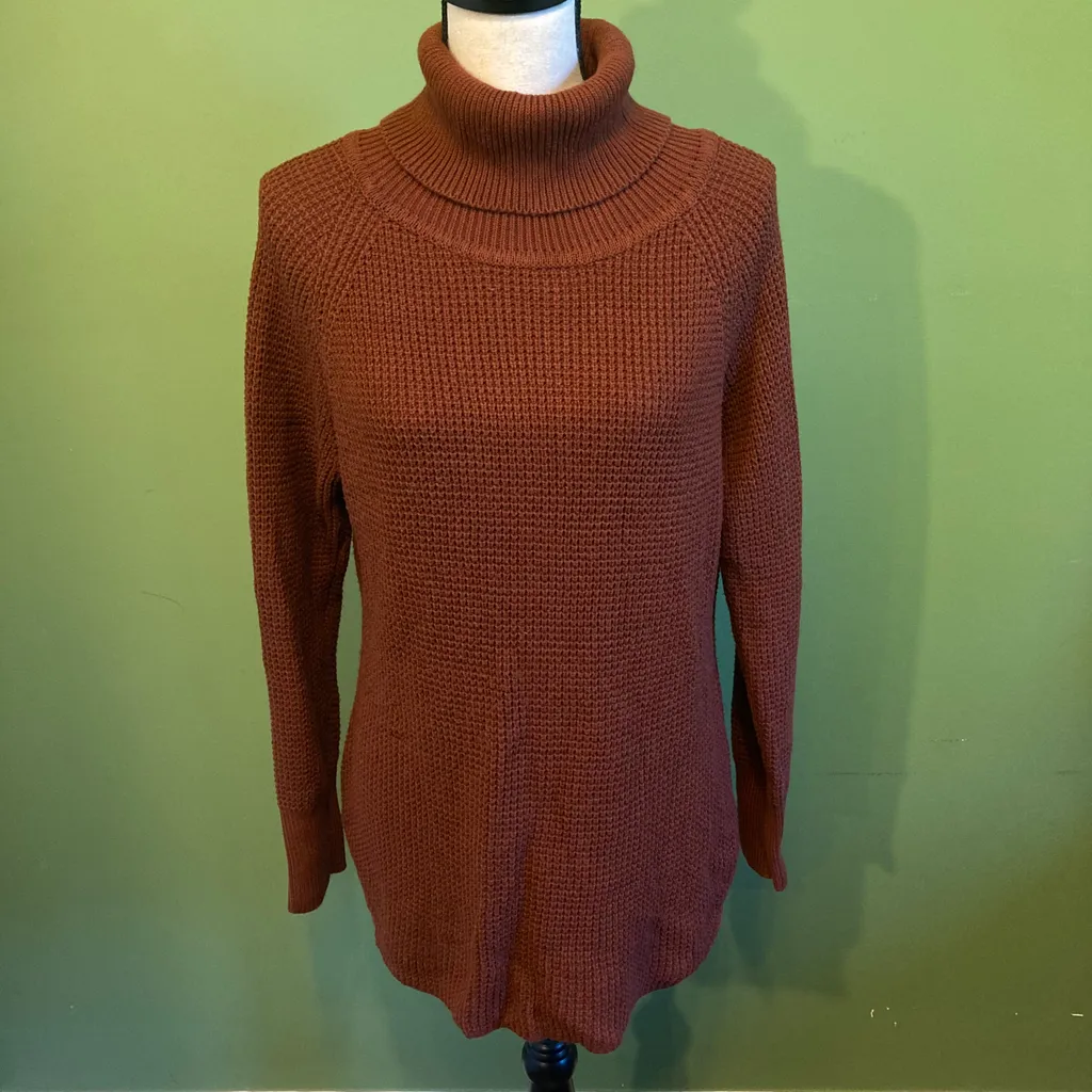 TWIL BRICK BROWN TURTLE NECK SWEATER SIZE LARGE photo 1