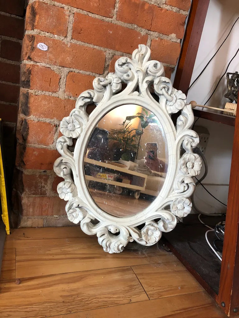Super cute white ornate Shabby Chic mirror photo 1