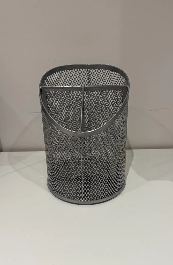 Silver Metal Utensil or Pencil Holder photo 1