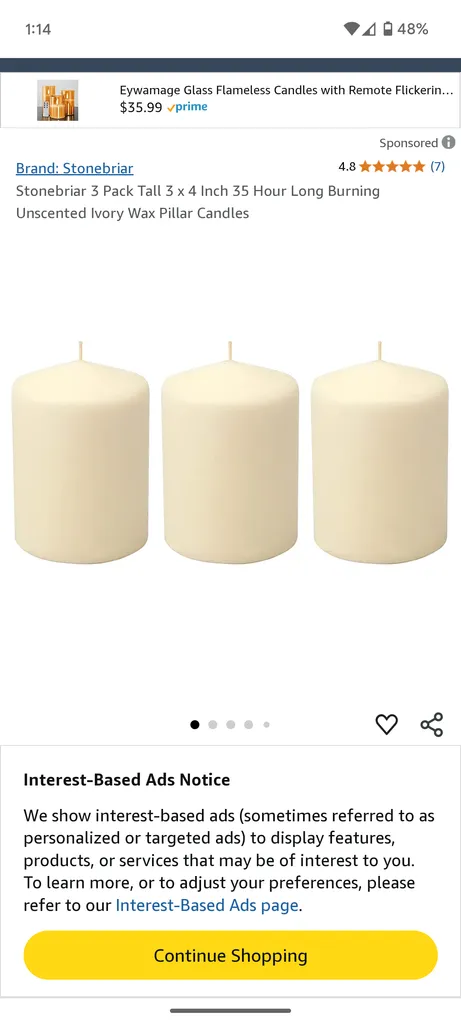 3"X4" Pillar Candles, 2 available  photo 1
