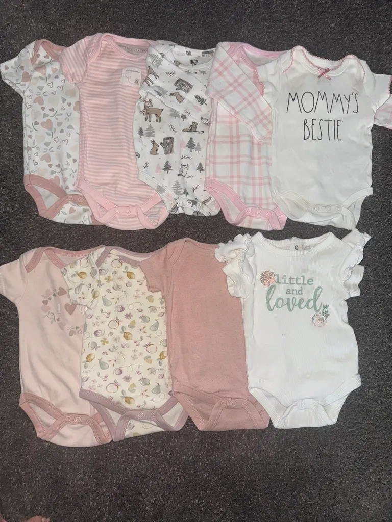 Name Brand High Quality Baby Girls Onsie Bundle photo 1