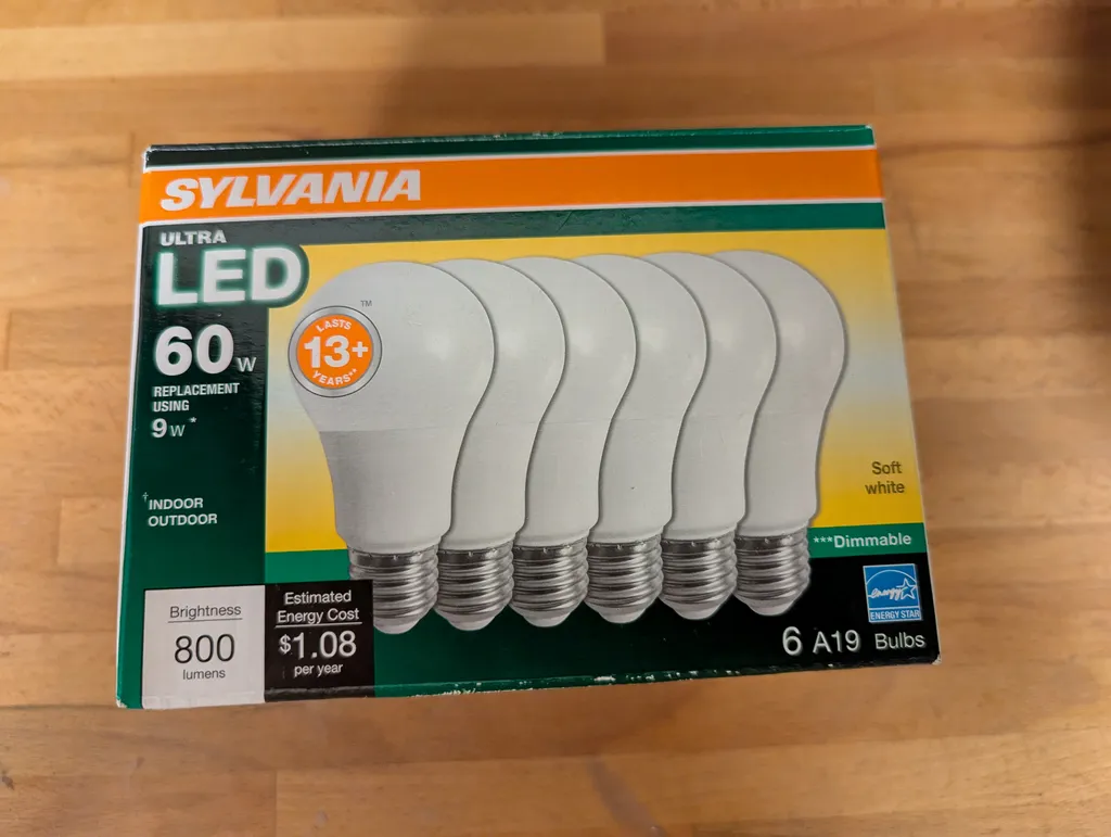 6 Sylvania Ultra LED A19 Bulbs - 60W Equivalent, Dimmable, Soft  photo 1