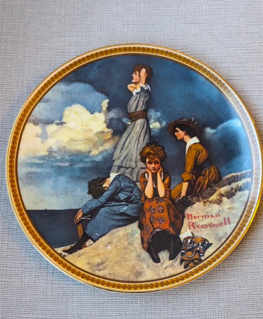 Knowles Norman Rockwell Plate - Waiting on the Shore  photo 1