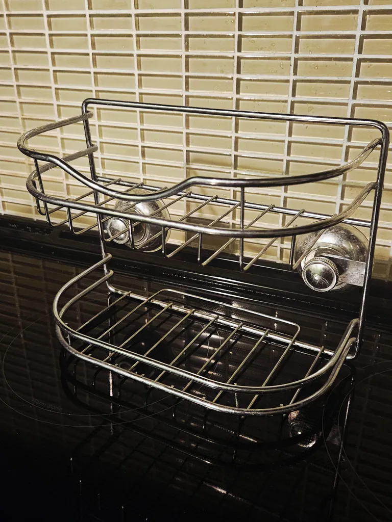 Silver Bathroom Shelf with Suction Cups photo 1