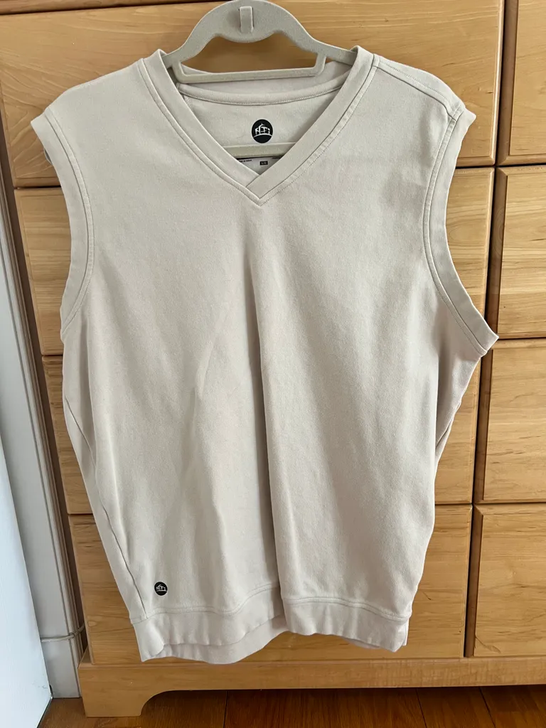 Mens Beige Golf Vest, Large photo 1