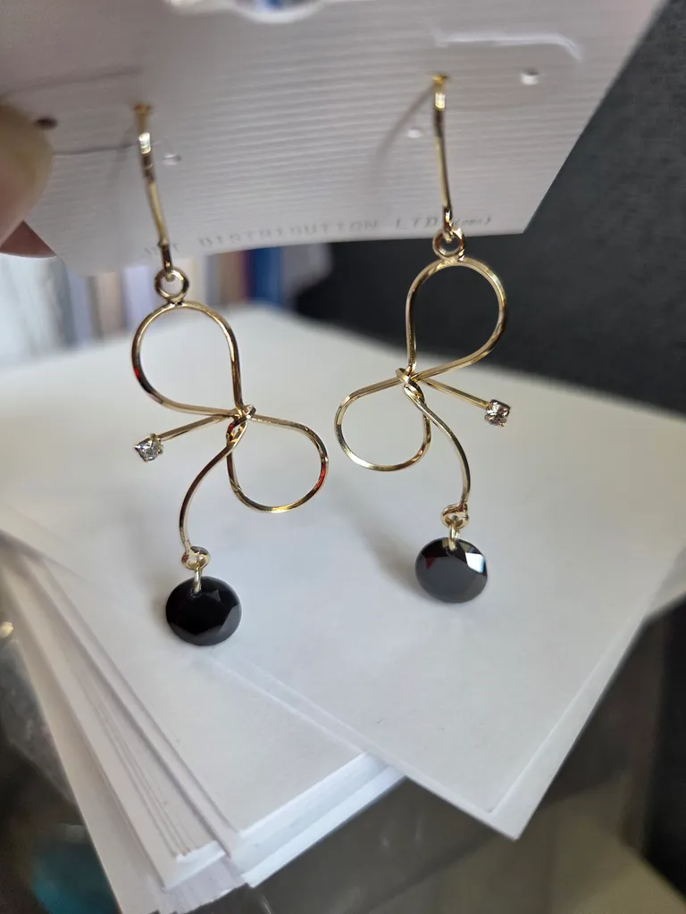 Bow earrings gold colour or silver photo 1