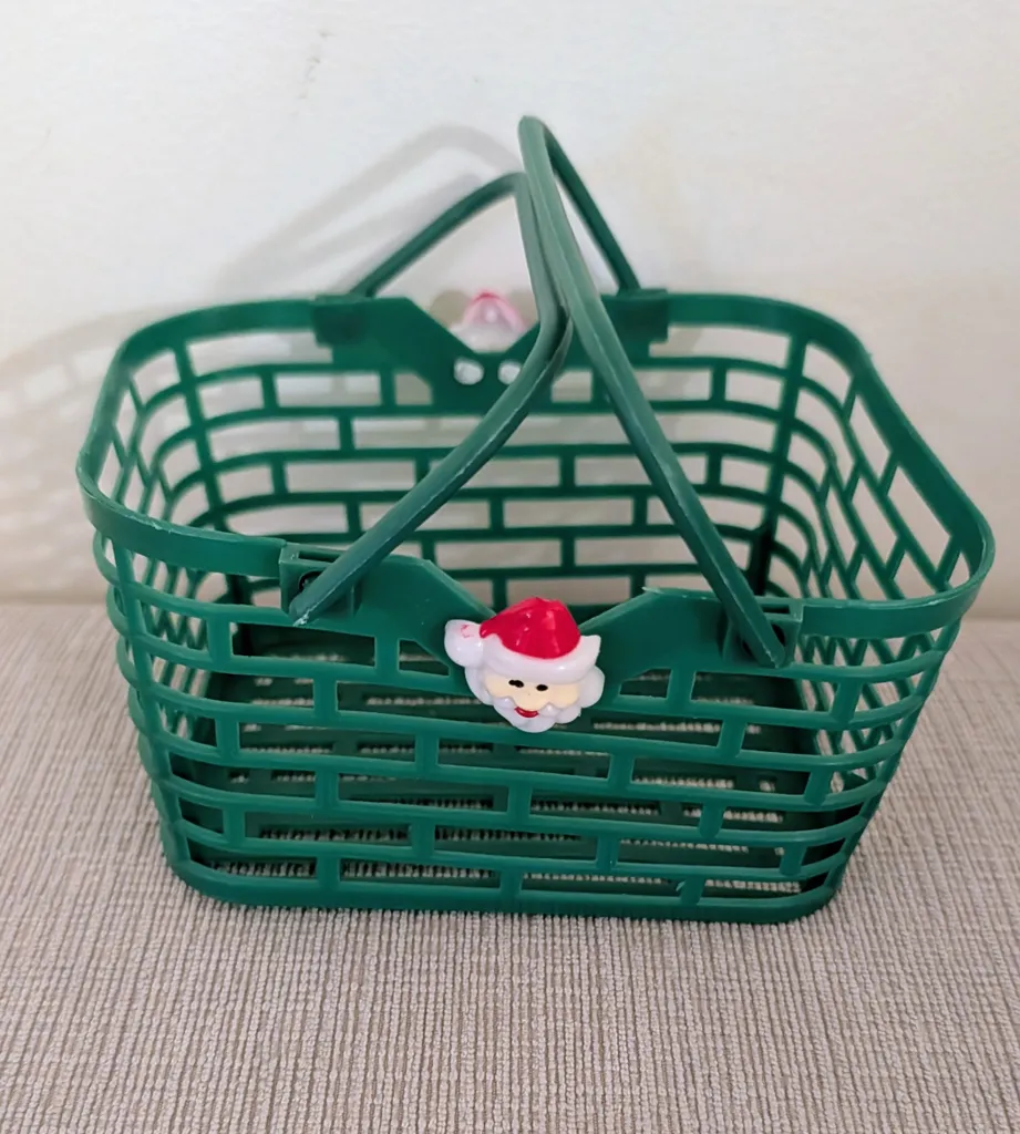 Green Plastic Christmas Basket with Santa Details photo 1