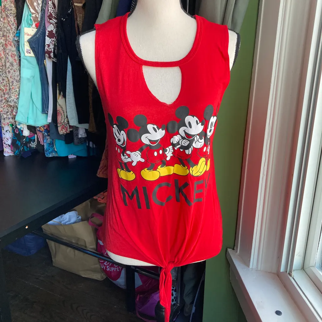 Disney Mickey Mouse SLEVLESS TOP TIE FRONT STYLE SIZE SMALL  photo 1