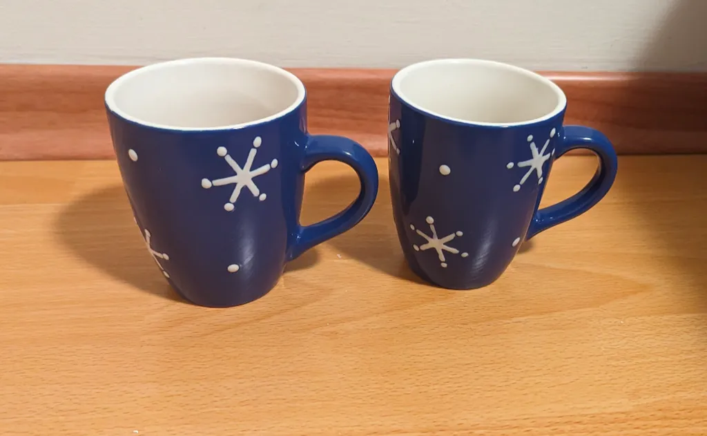 Blue Mugs with Snowflake Design - Set of 2 photo 1