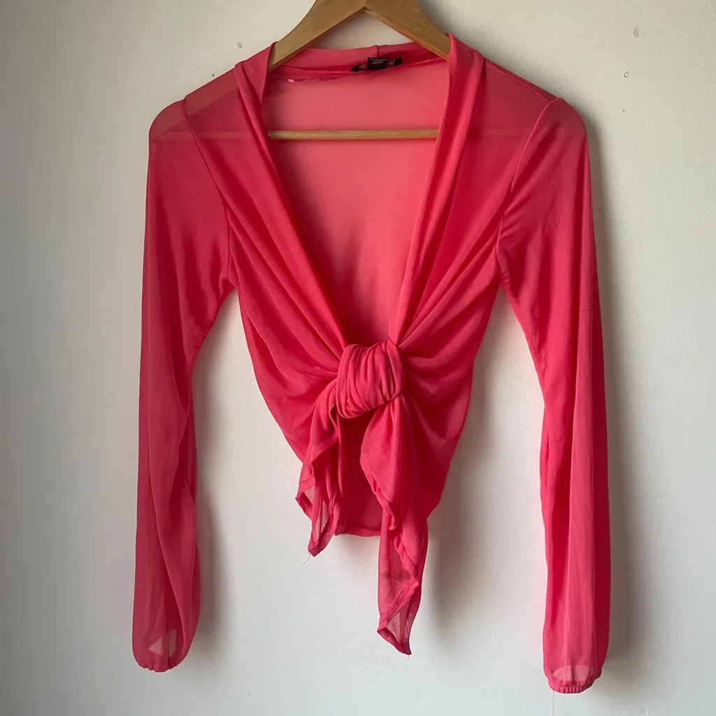 Mesh coral pink cardigan photo 1