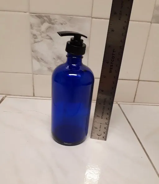New Blue Glass Pump Bottle photo 1